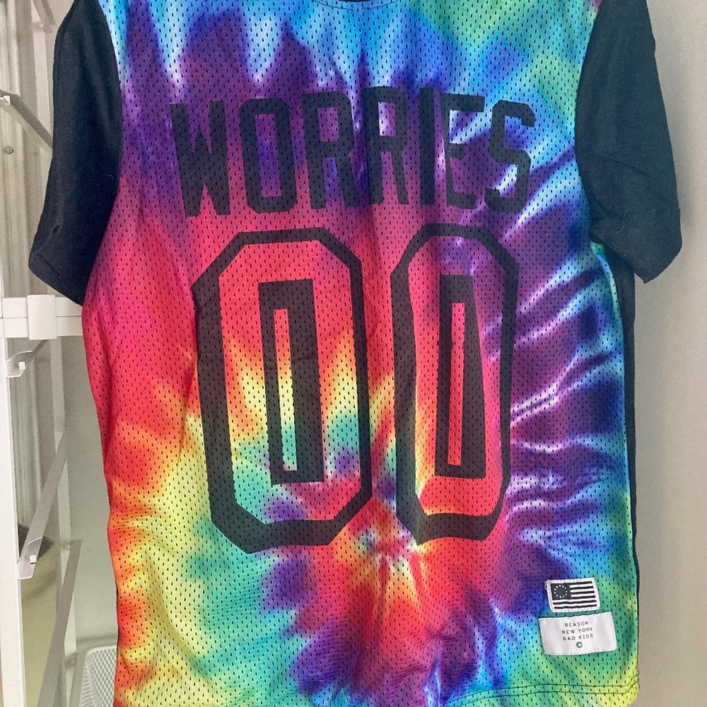 No Worries Tie Dye Psychedelic Athletic Mesh Top
